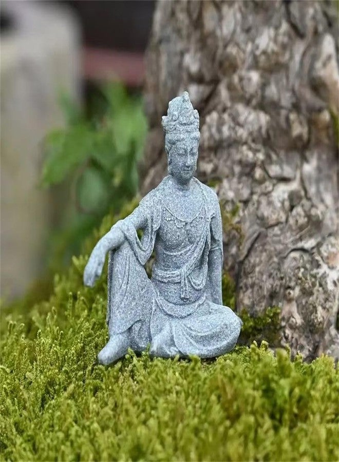 livelyfish Little Aquarium Buddha Statue Sandstone Buddha Figurine Zen Buddhism Statues for Fish Tank Garden Decoration(S, Gray) - Image 4